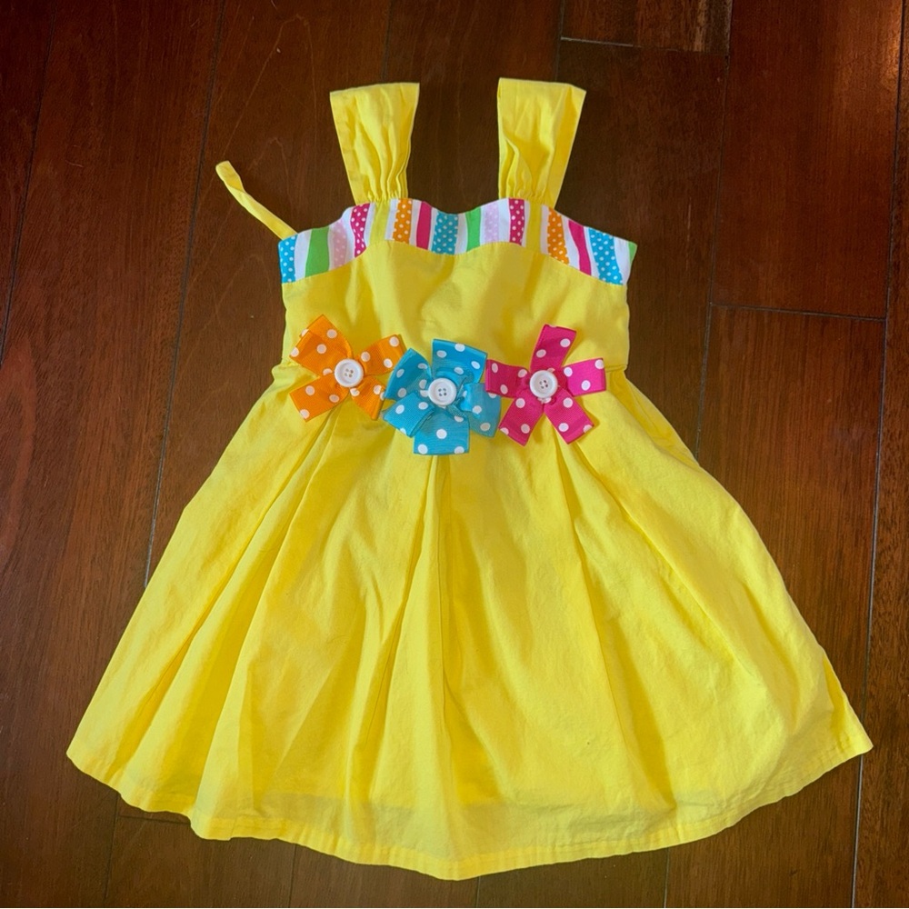 Ashley Ann Girls Size 4 Yellow Sundress, 100% Cotton, summer